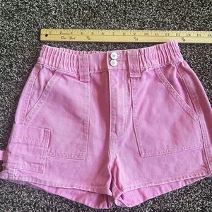 No Boundaries Pink Cargo Shorts with Rolled Hem